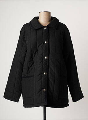 Manteau long coupe droite sans capuche noir SOIE POUR SOI femme