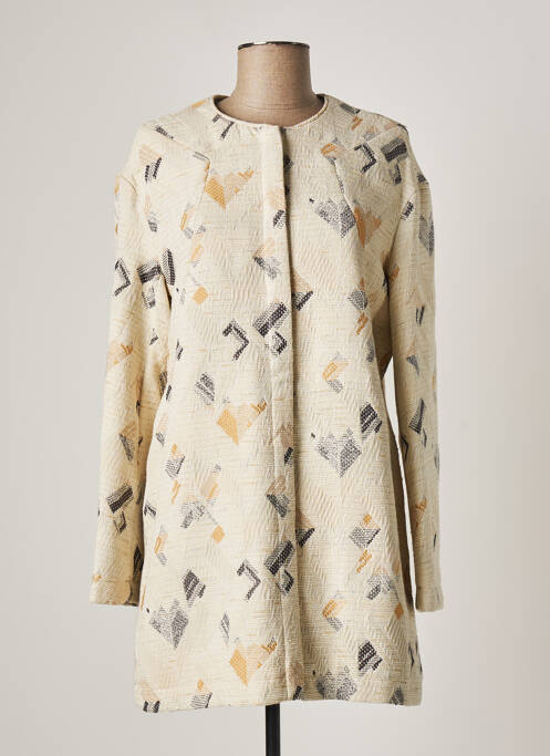 Manteau long coupe droite sans capuche jaune ONE STEP femme