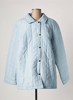Manteau court coupe droite sans capuche bleu SOIE POUR SOI femme