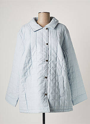 Manteau court coupe droite sans capuche bleu SOIE POUR SOI femme