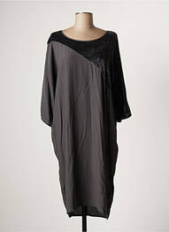 Robe mi-longue manches 3/4 manches 3/4 gris LA FEE MARABOUTEE femme