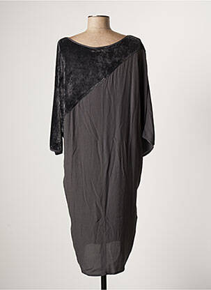 Robe mi-longue manches 3/4 manches 3/4 gris LA FEE MARABOUTEE femme