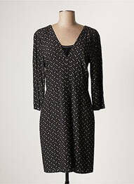 Robe mi-longue imprimé fantaisie manches longues noir ONE STEP femme