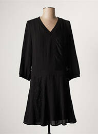 Robe mi-longue manches longues manches longues noir ONE STEP femme