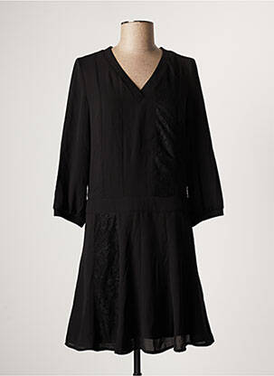 Robe mi-longue manches longues manches longues noir ONE STEP femme