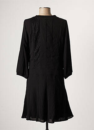 Robe mi-longue tissage crêpe manches longues noir ONE STEP femme