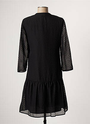 Robe mi-longue tissage crêpe manches longues noir ONE STEP femme
