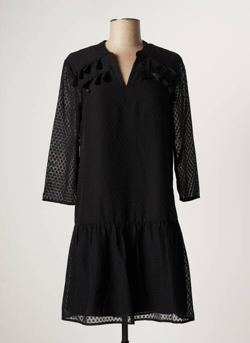 Robe mi-longue manches longues manches longues noir ONE STEP femme