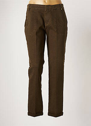 Pantalon chino fermeture zippée sous rabat boutonné taille normale marron ONE STEP femme