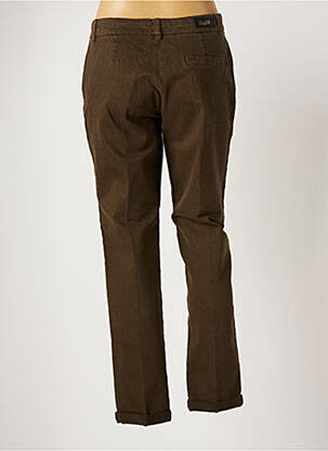 Pantalon chino fermeture zippée sous rabat boutonné taille normale marron ONE STEP femme