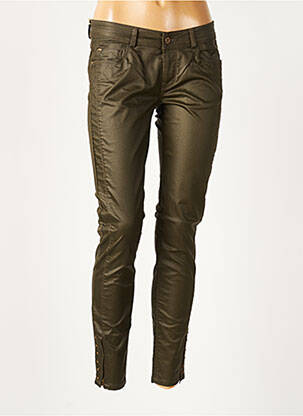 Pantalon slim broderie rivets taille basse vert SALSA femme