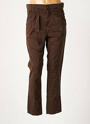 Pantalon droit coupe carotte taille haute marron KILL DEAL femme