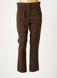 Pantalon droit stretch taille haute marron KILL DEAL femme