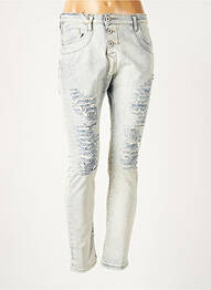 Jeans coupe slim broderie rivets taille normale bleu PLEASE femme
