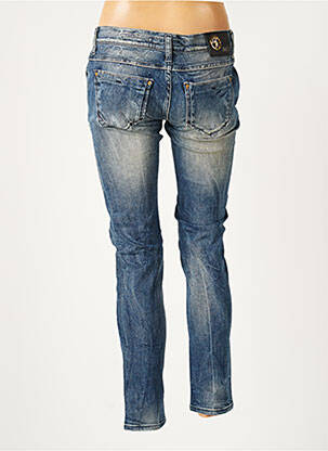 Jeans coupe slim broderie rivets taille basse bleu TAKE TWO femme