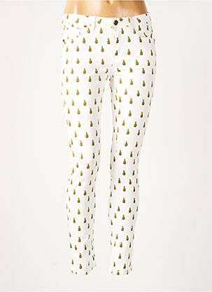 Jeans skinny tissage brut taille basse blanc LABDIP femme