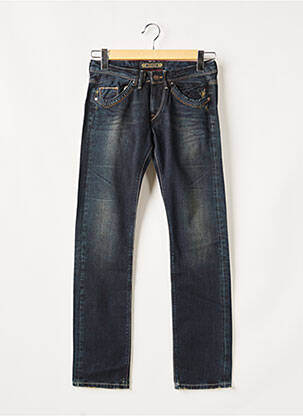 Jeans coupe droite broderie rivets taille basse bleu FIVE PM femme