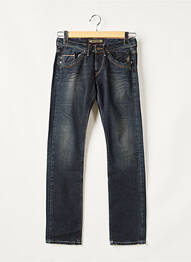 Jeans coupe droite broderie rivets taille basse bleu FIVE PM femme