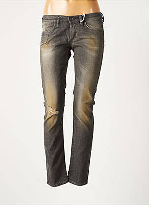 Jeans coupe slim effet usé délavé taille basse gris DIESEL femme