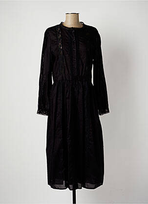 Robe mi-longue manches longues manches longues noir DIXIE femme