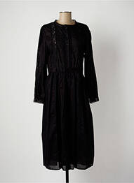 Robe mi-longue manches longues manches longues noir DIXIE femme