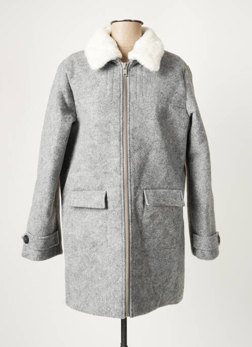 Manteau long coupe droite sans capuche gris MINUIT SUR TERRE femme