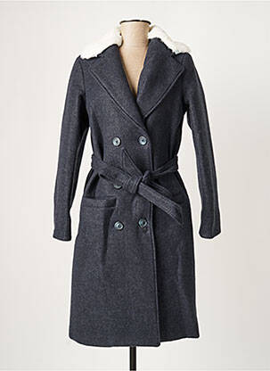 Manteau long coupe cintrée sans capuche bleu MINUIT SUR TERRE femme