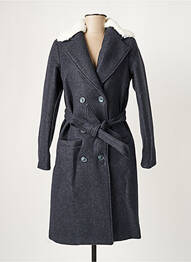 Manteau long coupe cintrée sans capuche bleu MINUIT SUR TERRE femme