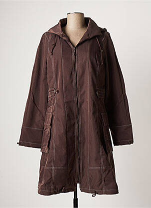 Manteau long a capuche a capuche marron ARELINE femme