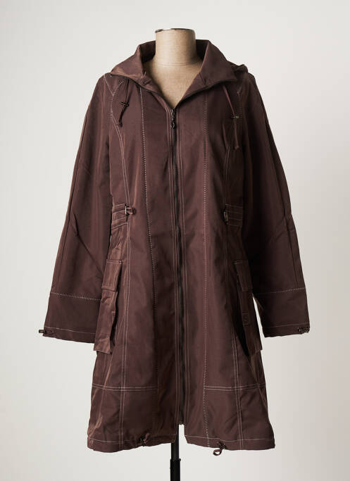 Manteau long a capuche a capuche marron ARELINE femme