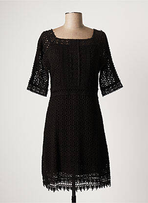 Robe mi-longue manches 3/4 manches 3/4 noir ATHÉ femme