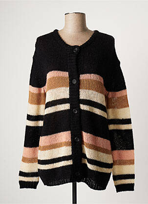 Gilet manches longues col rond noir FIVE femme
