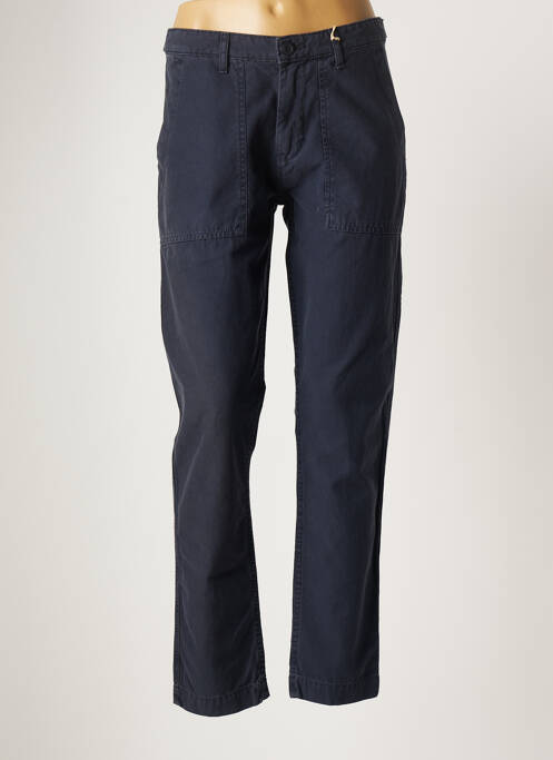 Pantalon droit tissage popeline taille normale bleu HARTFORD femme
