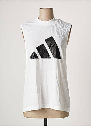 Débardeur sérigraphie sans manche blanc ADIDAS femme