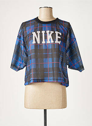Top stretch manches courtes bleu NIKE femme