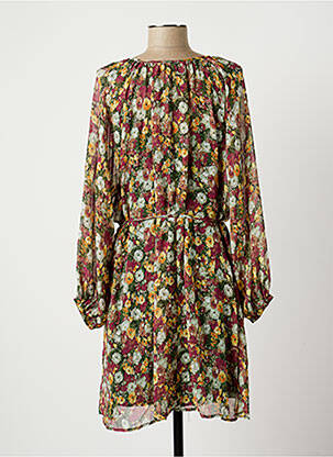 Robe mi-longue imprimé fleurs manches longues vert LA PETITE ETOILE femme