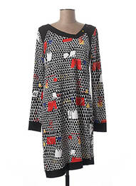 Robe mi-longue imprimé fantaisie manches longues noir MADO ET LES AUTRES femme