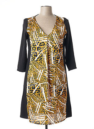 Robe courte coupe fluide manches 3/4 jaune MINSK femme