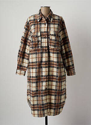 Manteau long coupe droite sans capuche beige ALMAE femme