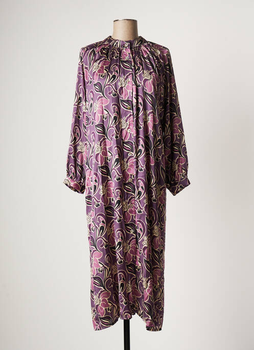 Robe mi-longue coupe fluide manches longues violet SCARLET ROOS femme