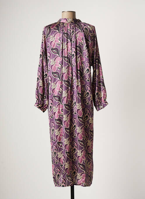 Robe mi-longue coupe fluide manches longues violet SCARLET ROOS femme