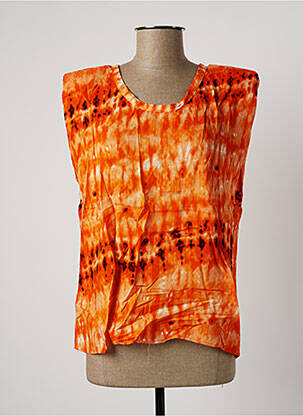 T-shirt imprimé fantaisie manches courtes orange VIE TA VIE femme