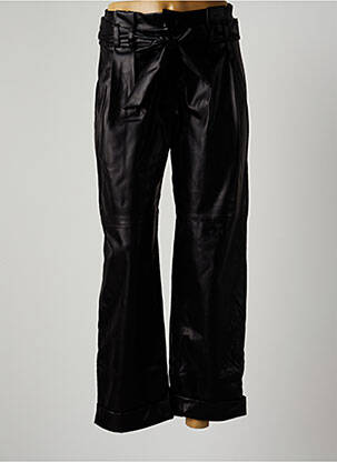 Pantalon chino fermeture zippée sous rabat boutonné taille haute noir OPULLENCE femme