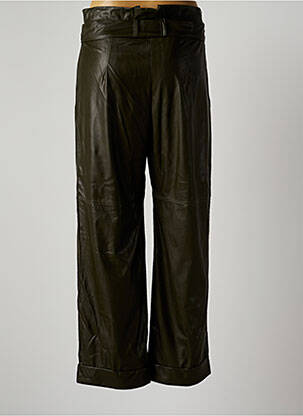 Pantalon chino fermeture zippée sous rabat boutonné taille haute vert OPULLENCE femme