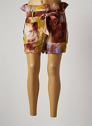 Short coupe droite taille haute marron OPULLENCE femme