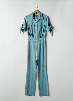Combi-pantalon tissage crêpe manches courtes bleu JANE WOOD femme