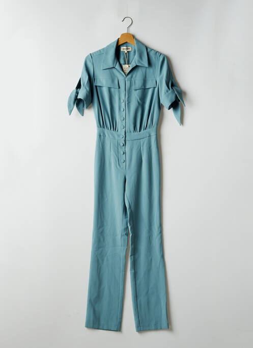 Combi-pantalon tissage crêpe manches courtes bleu JANE WOOD femme