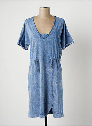 Robe mi-longue manches courtes manches courtes bleu EVA KAYAN femme