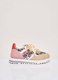 Baskets fermeture lacets talon plat jusqu'à 3cm beige LIU JO femme