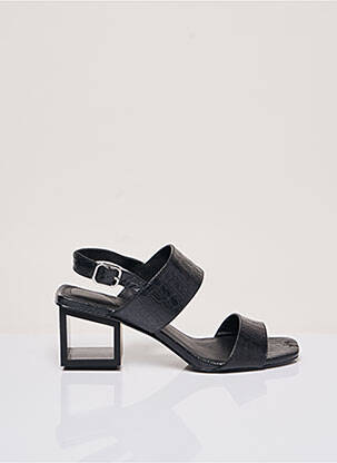 Sandales/nu pieds tissage satiné talon de 7 à 9cm noir WHAT FOR femme